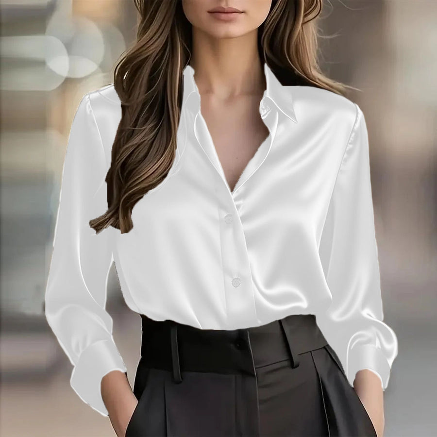 Elegant Satin Long Sleeve Blouse
