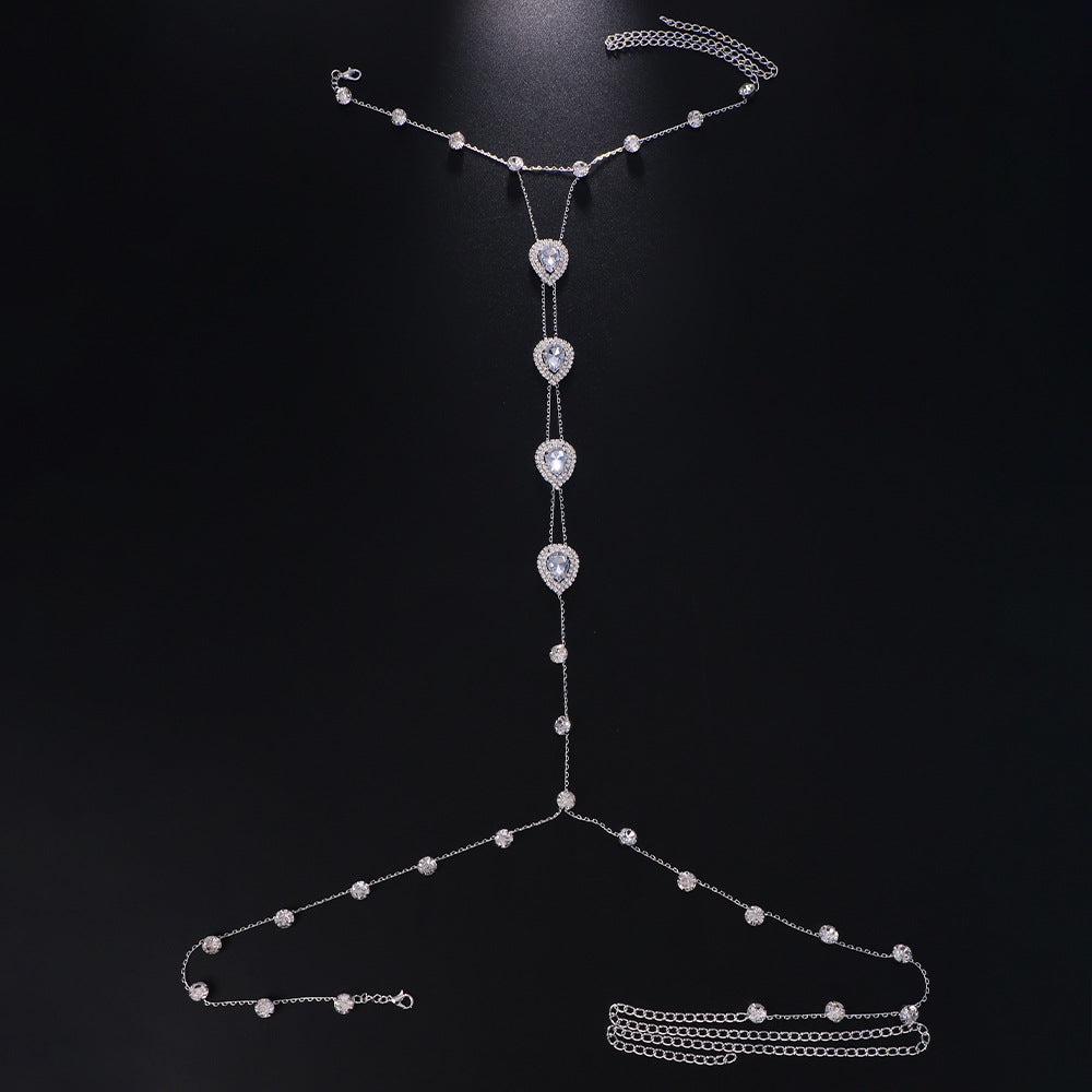 Chest Necklace + Body Chains with beautiful gem Rhinestone-encrusted Jewelry