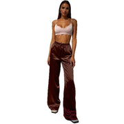 High-Waisted Lace-Up Wide-Leg Pants