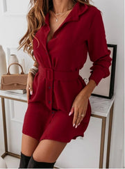 Classic Long-sleeved Dress With Belt