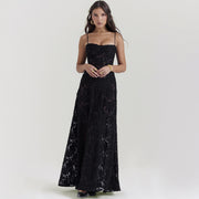 Suspender Lace Long Dress Strapless Collar Elegant Evening Dresses