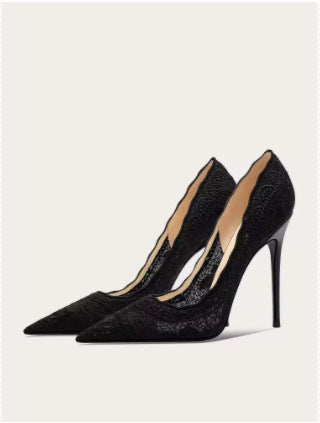 Elegant Lace High-heeled Shoes