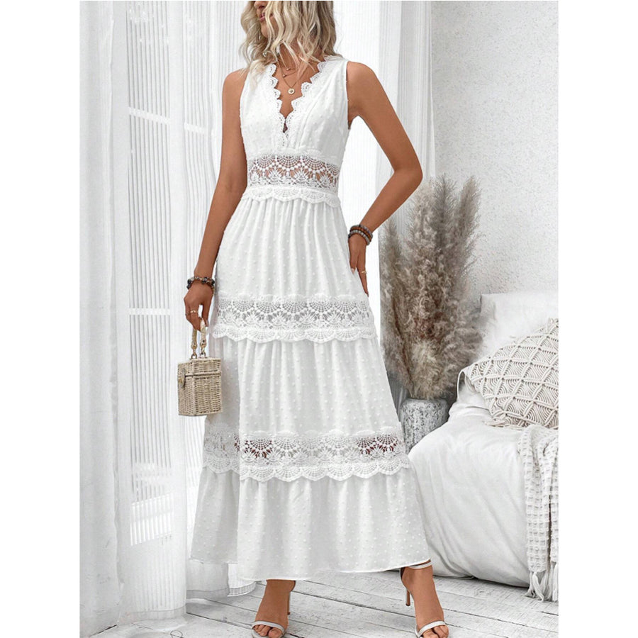V-neck Sleeveless Lace Dress
