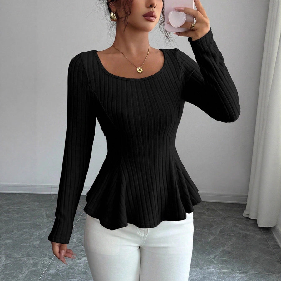 Long-sleeve Bottoming Shirt With Hollowed-out Back And Long Sleeves