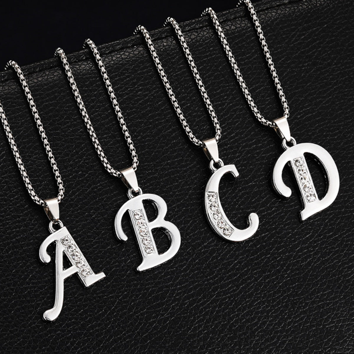 Diamond-Style-Encrusted English Alphabet Classic Necklace