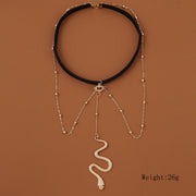 Bohemian Snake Pattern Gold Color Metal Beaded Thigh Chain