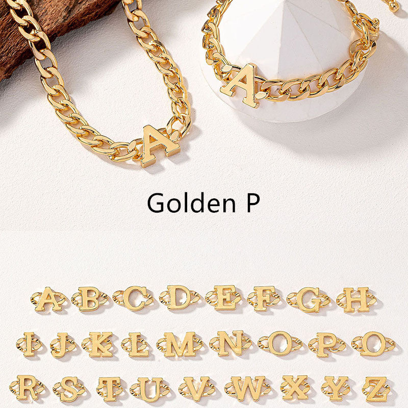 Golden Letter Necklace & Bracelet Set