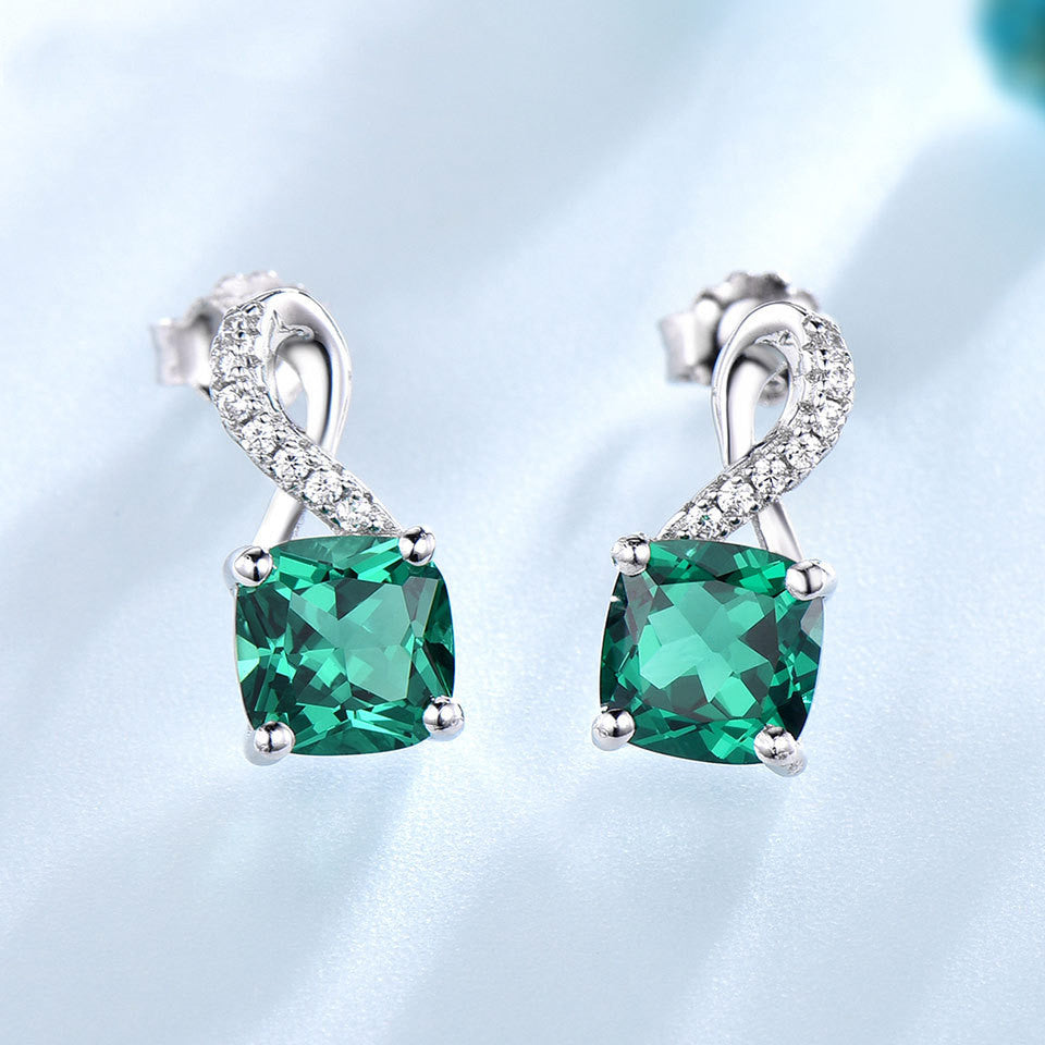 Emerald Drop Hollywood-style Silver Earrings