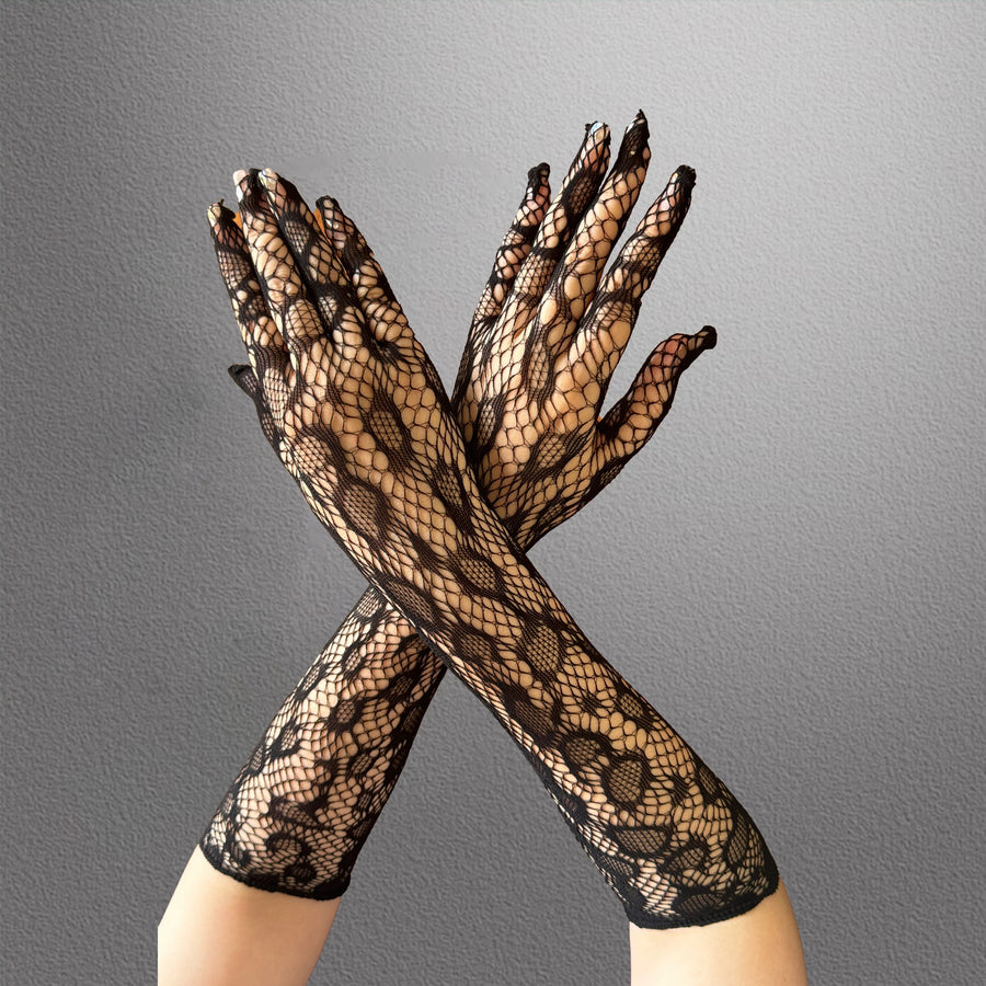 Elegant Transparent Lace Long Gloves