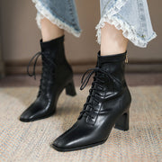 Sleek Square Toe High Heel Boots