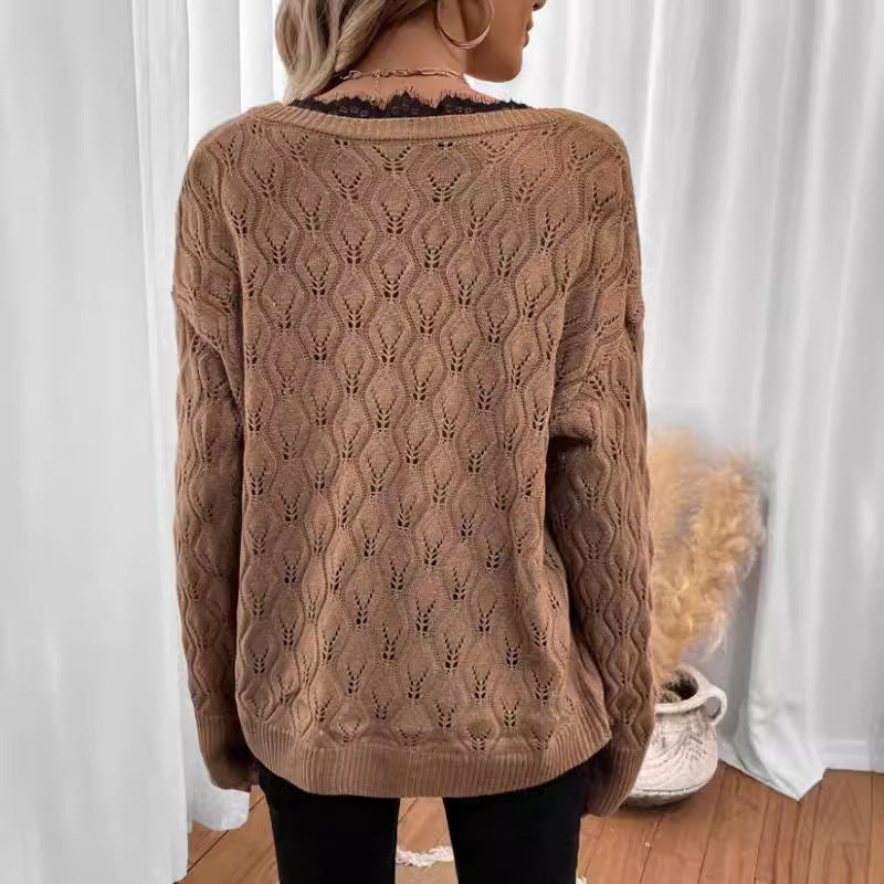 Long Sleeve Lace Edge Sweater