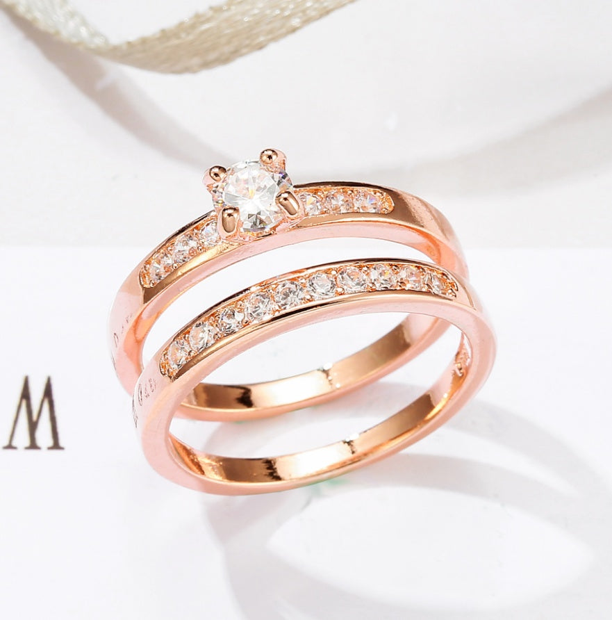 Classic Rose gold ring with diamonds-style