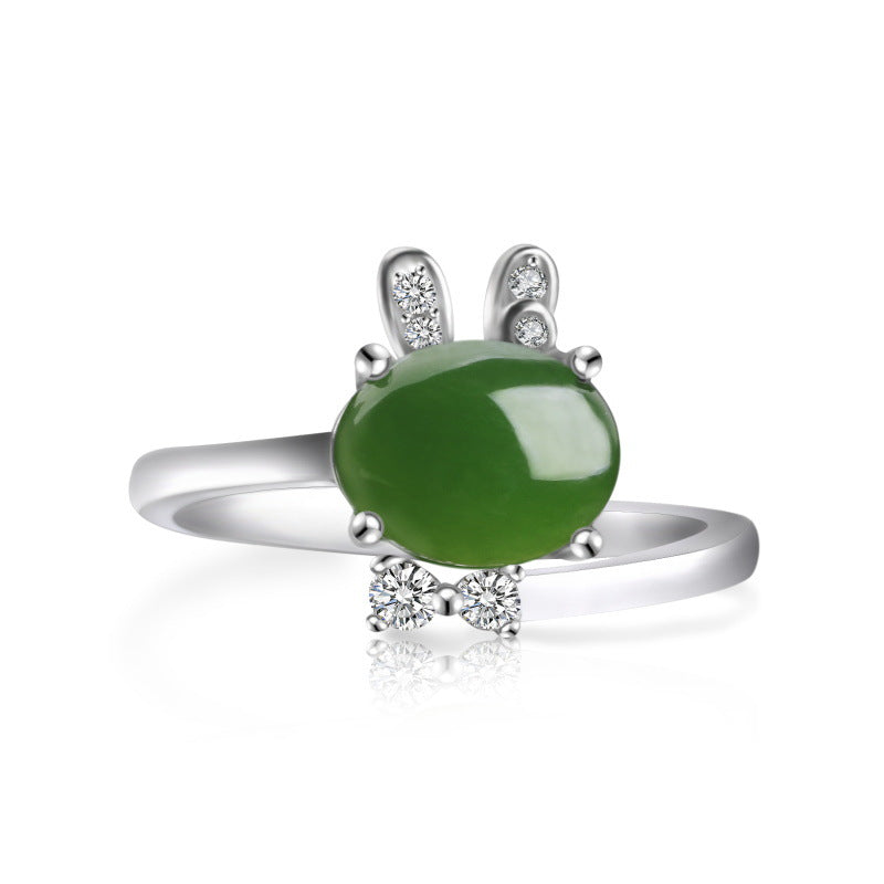 Chic Jade Bunny Adjustable Ring