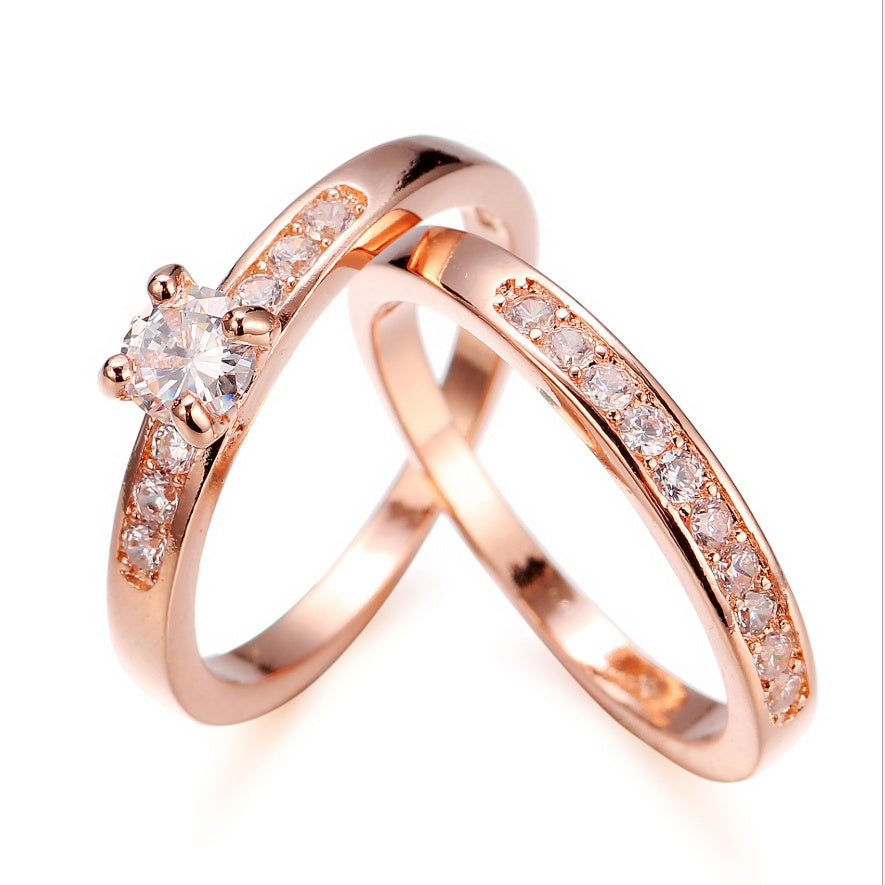 Classic Rose gold ring with diamonds-style