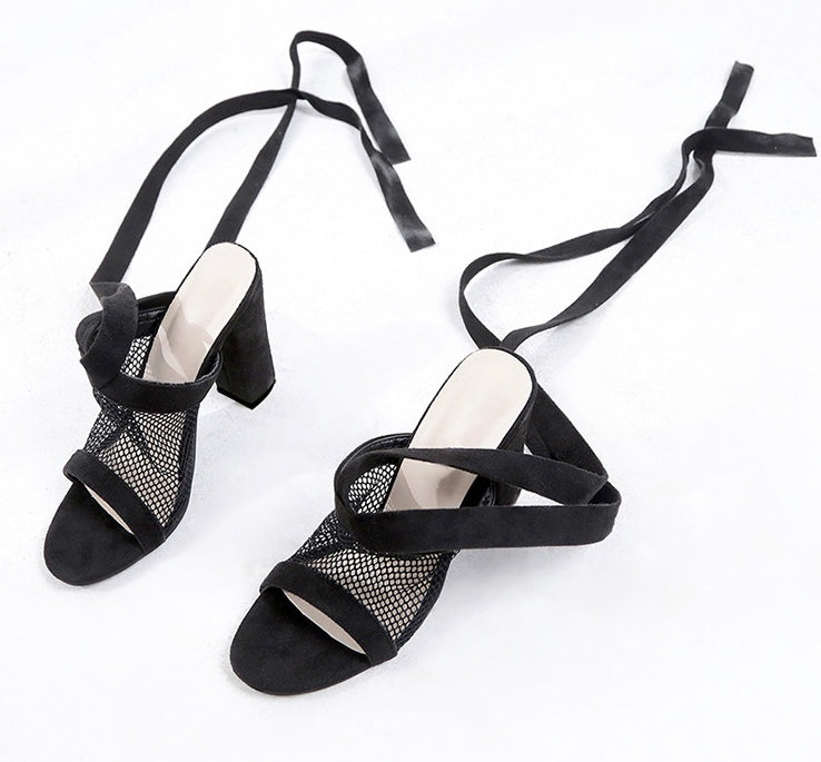 Sexy Lace-Up Cross Strap High Heel Sandals