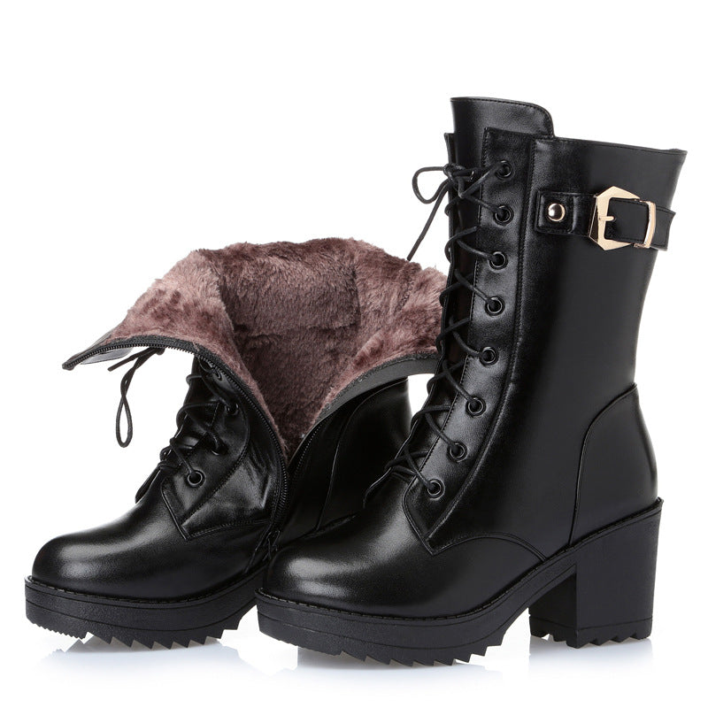Glam Leather Combat Boots