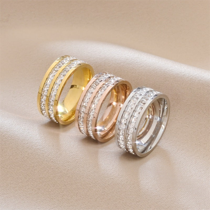 Chic Stainless Steel Rhinestone Ring