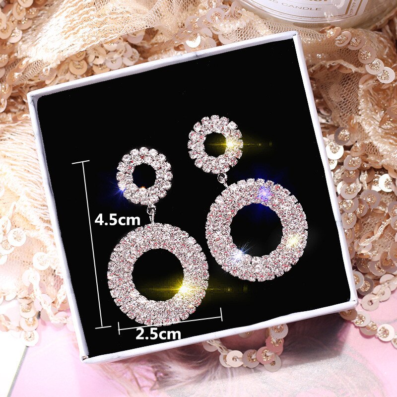 Exaggerated glamorous sexy geometric circle earrings