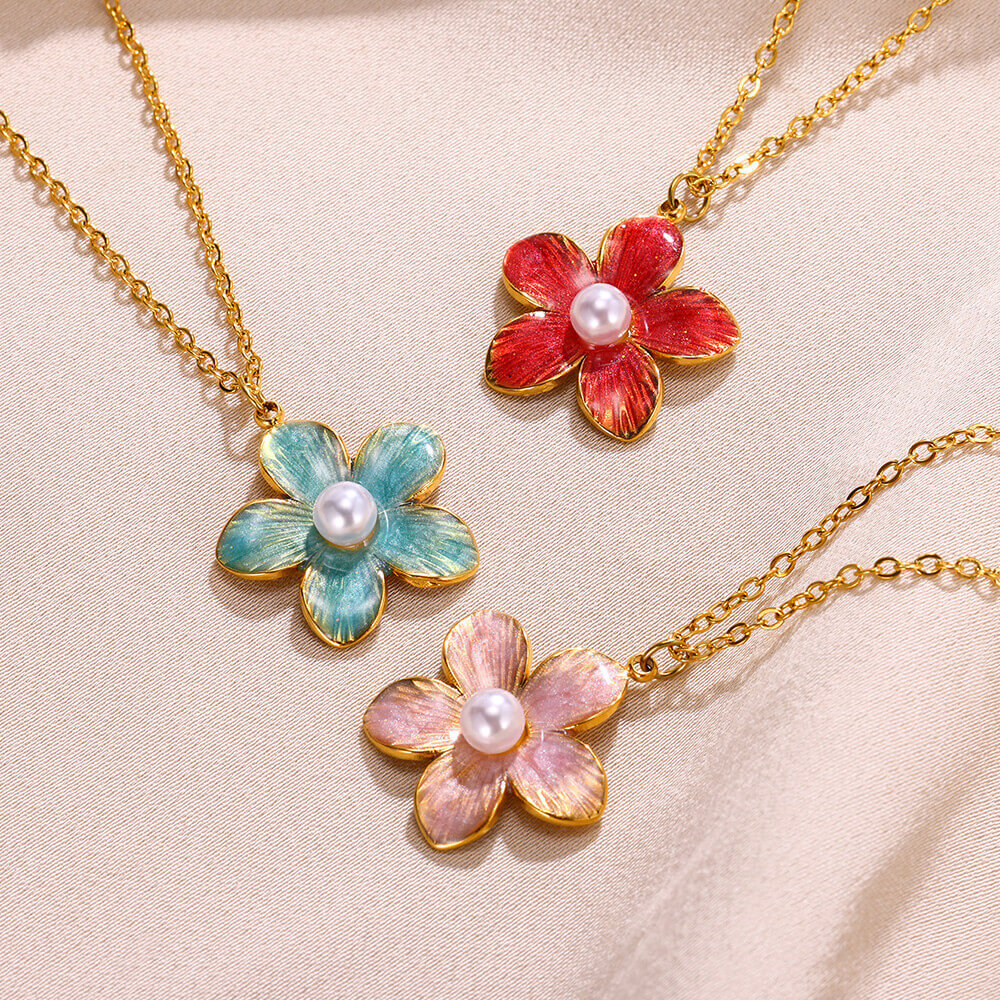 Colorful Floral Necklace - Flower Classic Pendant