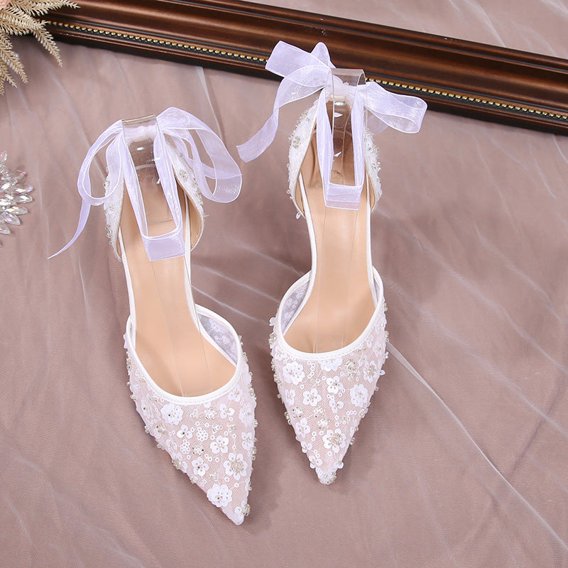 Sexy French Style Sequin Hollow Sandals