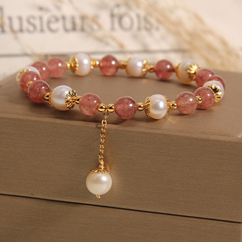 Natural Strawberry Quartz Sweet-style Bracelet