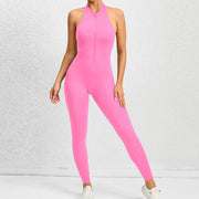 Zippered Fitness Jumpsuit with Tummy Control and Butt Lifting