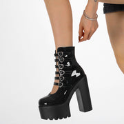 Chic Patent Platform Chunky Heel Heels