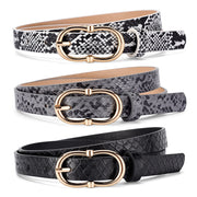 Simple And Versatile Snake Print Leather Belt