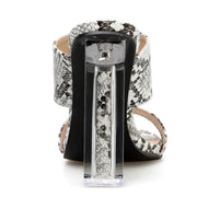 Sexy Crystal Snake Print High Heel Sandals
