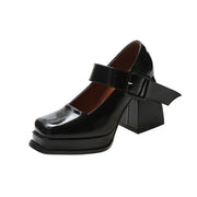 Chic Korean Style Retro Square Toe Heels