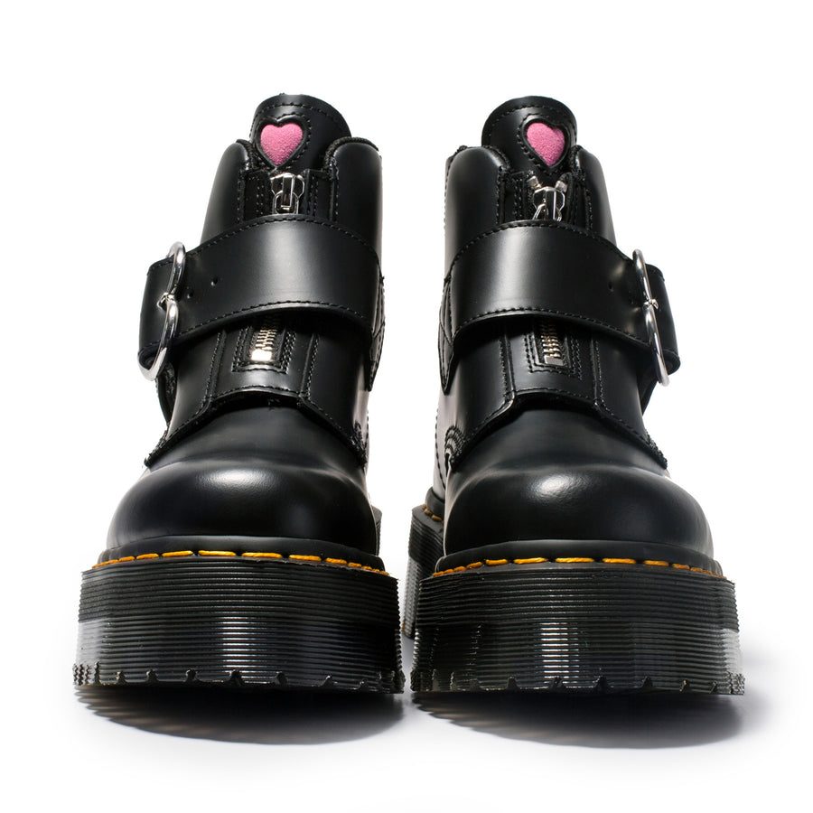 Edgy Heart Detail Platform Ankle Boots
