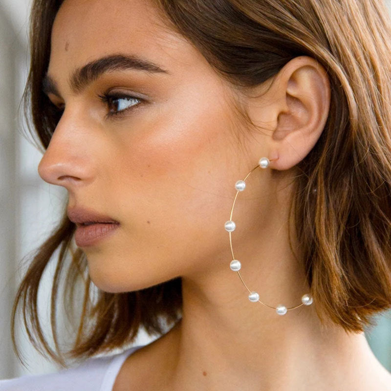 Pearl Extra Large Circle Earrings