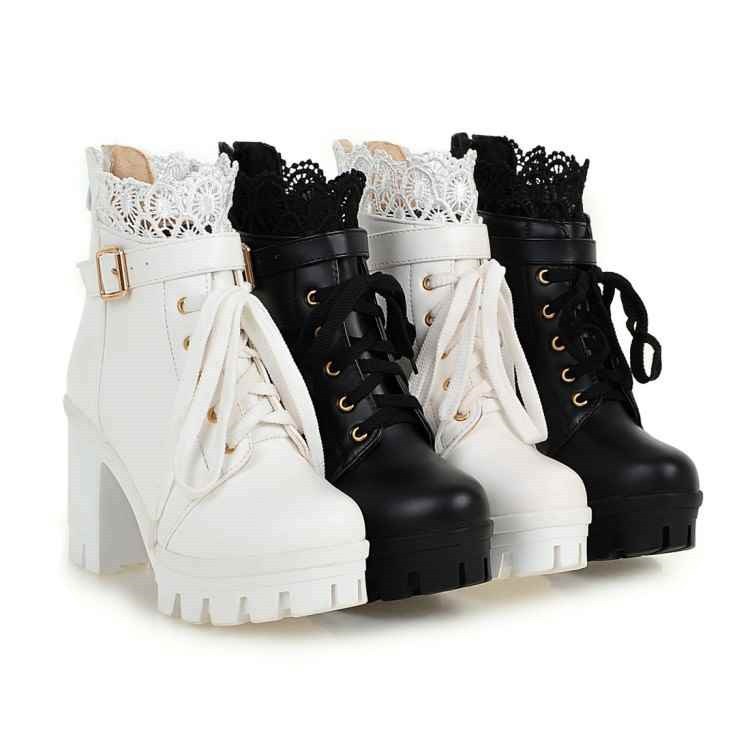 Edgy Lace-Up High Heel Combat Boots
