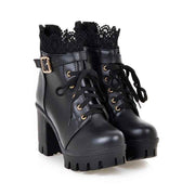 Edgy Lace-Up High Heel Combat Boots