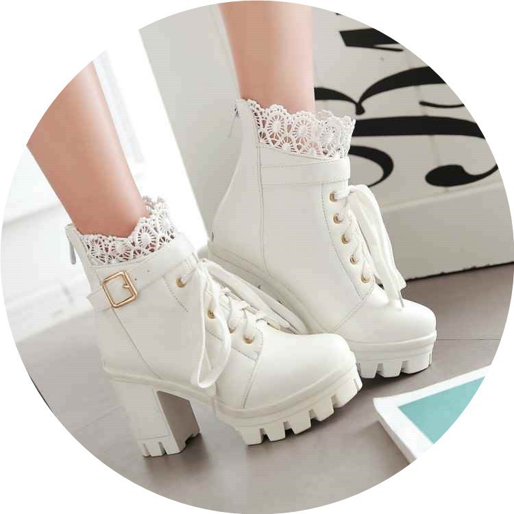 Edgy Lace-Up High Heel Combat Boots