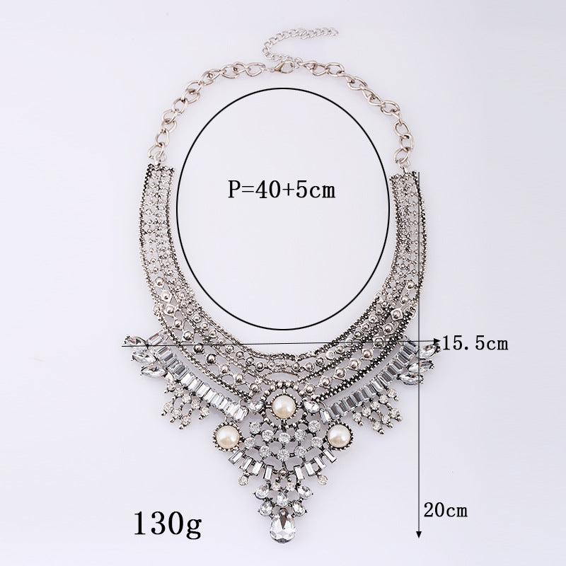 Alloy Diamond-style Crystal Necklace