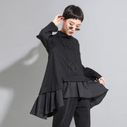 Dark Cold Ruffled Baby Shirt With Long Sleeves