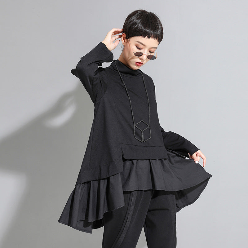Dark Cold Ruffled Baby Shirt With Long Sleeves