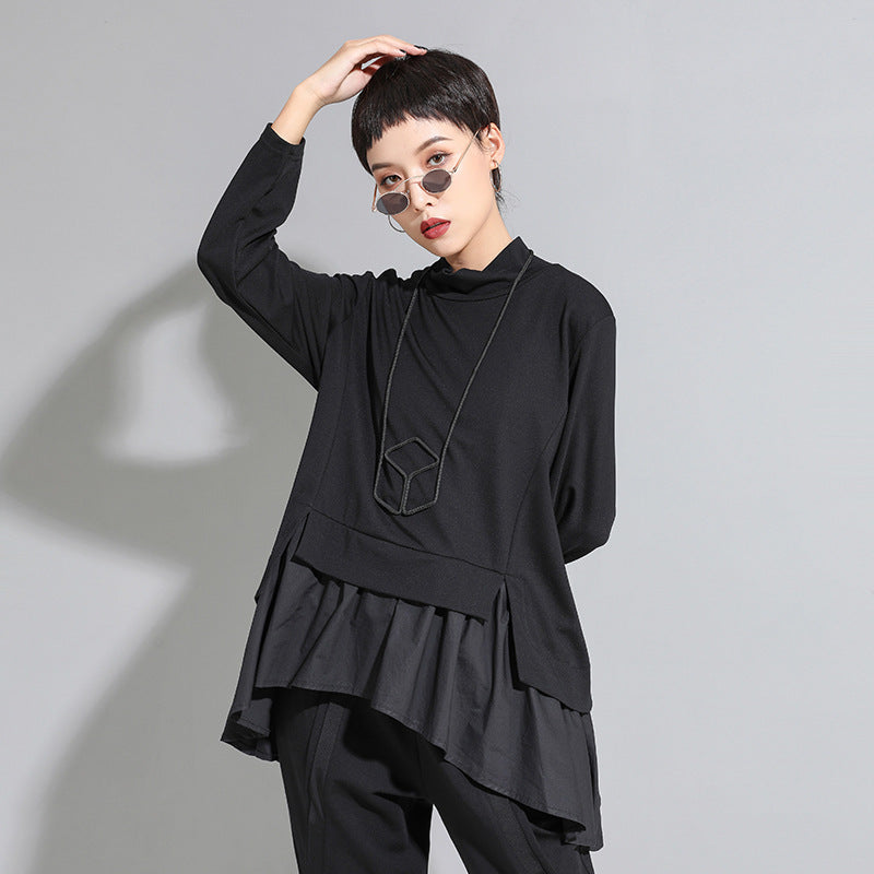 Dark Cold Ruffled Baby Shirt With Long Sleeves