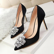 Chic Black Leather Pointed Stiletto Heels