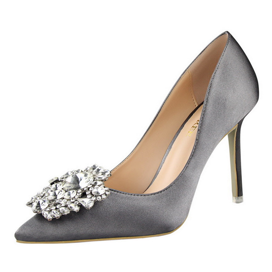 Chic Black Leather Pointed Stiletto Heels