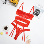 3-piece Lingerie Set - Transparent Sexy Lace Underwear
