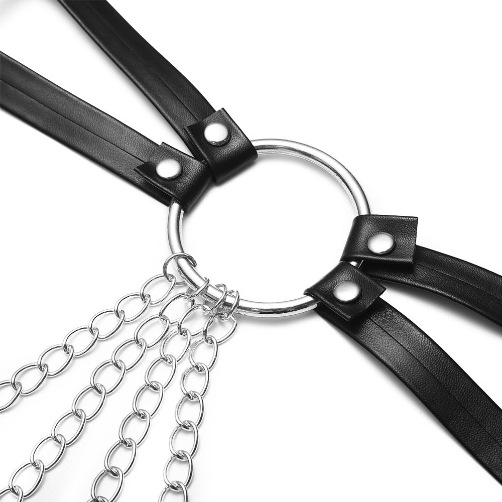 Sexy Body Harness - Chain & Leather Waist Strap