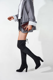 Sexy Black Over-The-Knee Suede Boots