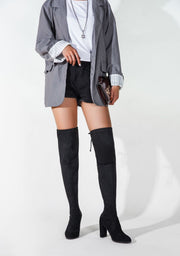 Sexy Black Over-The-Knee Suede Boots