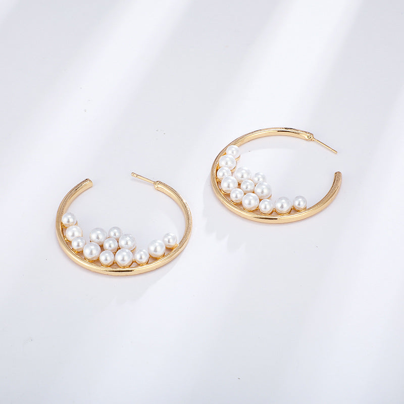 Stylish, Unique Design Pearl Big Circle Earrings