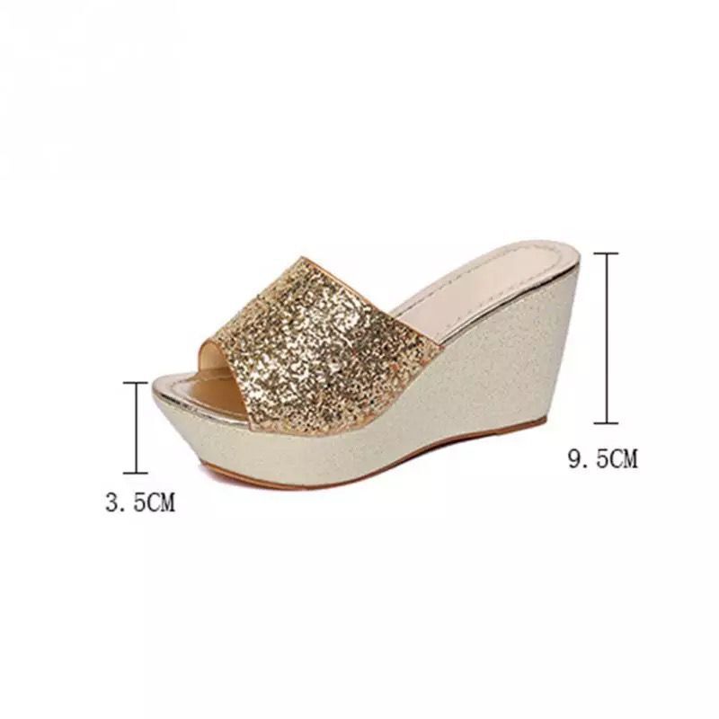 Glam Sequin Open-Toe Wedge Sandals