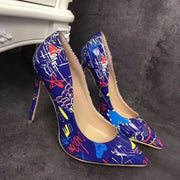 Sexy Graffiti Print Pointed Stiletto Pumps