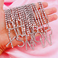 Letter Shiny Rhinestone  Pendant Necklace