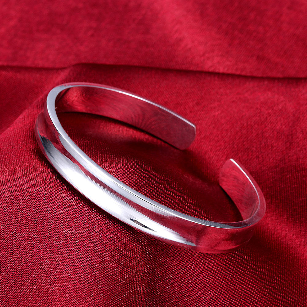 Silver color Smooth Round Bracelet